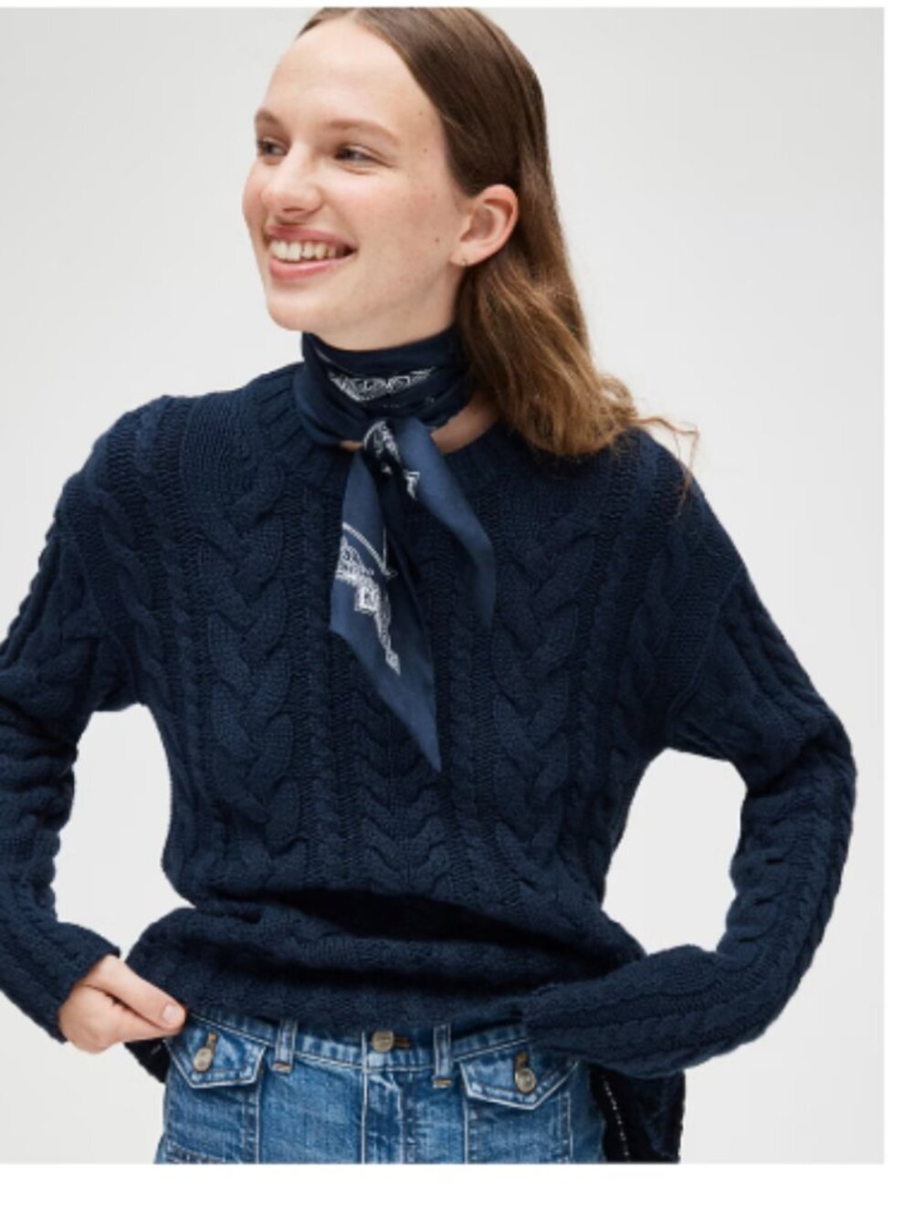 Cable-knit crewneck sweater